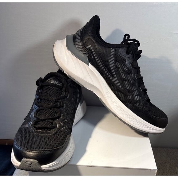 Fila Suspence Shoes Wm Size 8 Men 6.5  Black White Athletic Sneakers - Picture 2 of 12